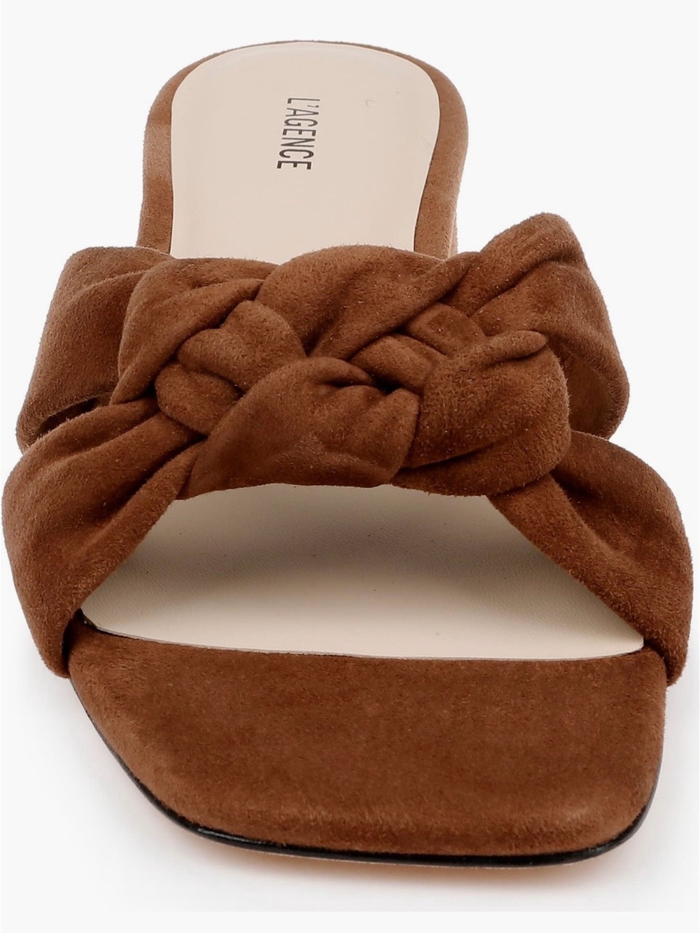 L'AGENCE Brown Braided Suede Slide